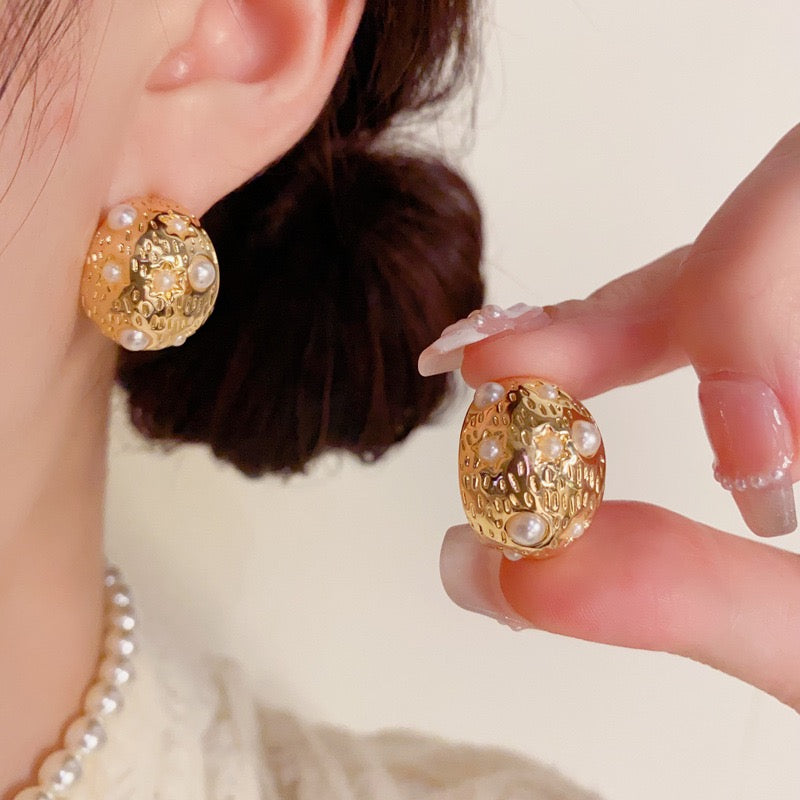 Stellar Textured Dome Hoop Earrings