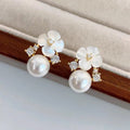 Blossom & Pearl Drop Stud Earrings