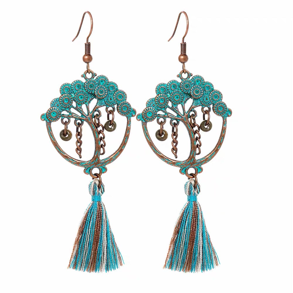 Tree of Life Tassel Earrings
