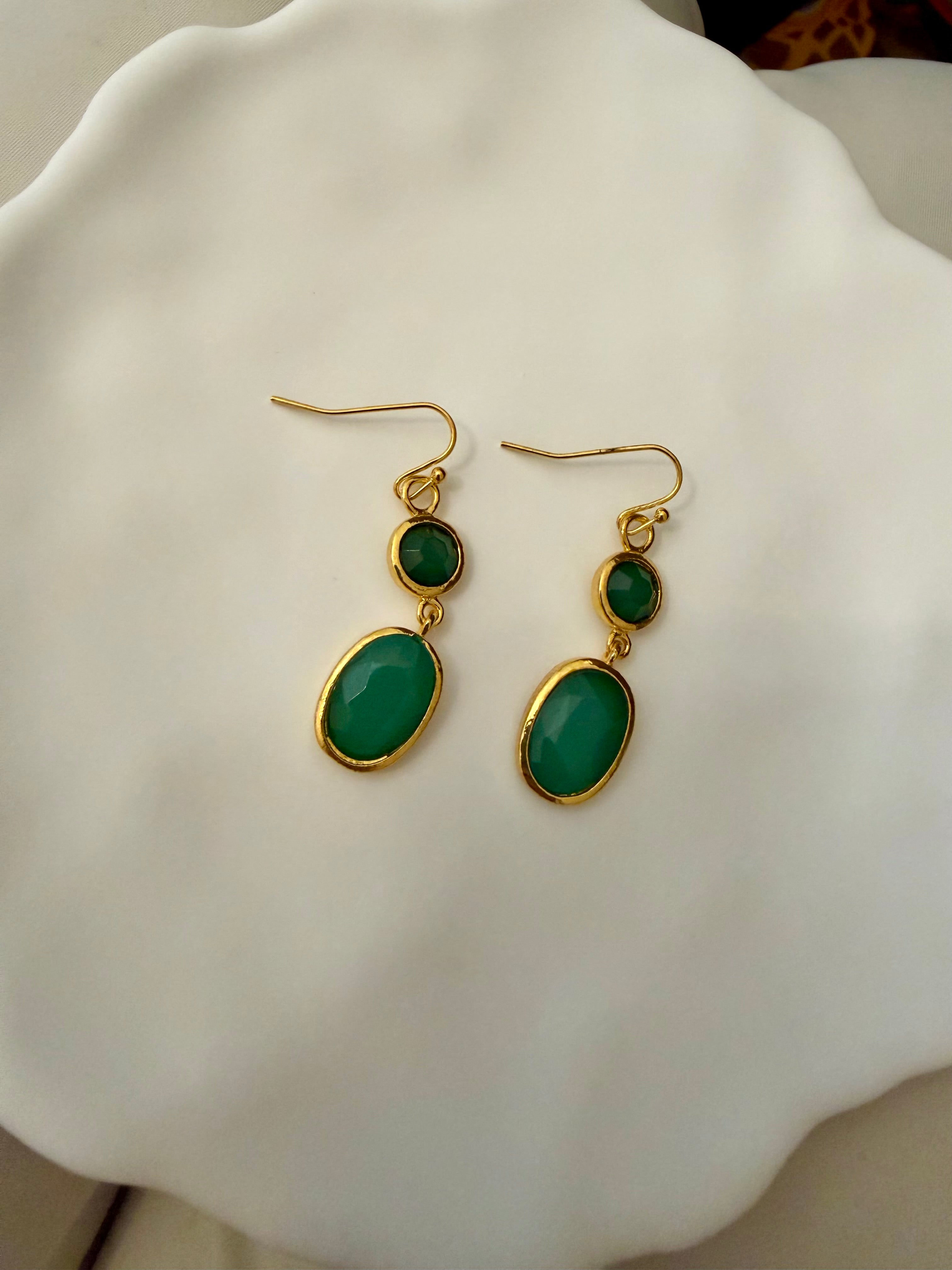 Malachite Double Drop Earrings